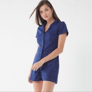 Urban Outfitters: Blue Plaid Button Down Romper